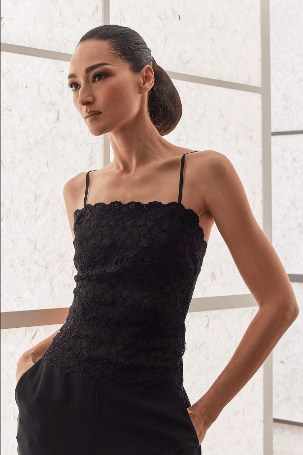 NATORI Rose Parfait Allover Lace Cami - Black