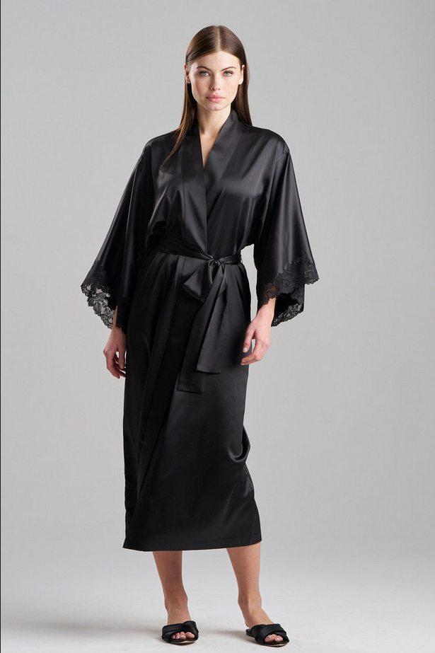 NATORI Peony Glamour Robe - Black