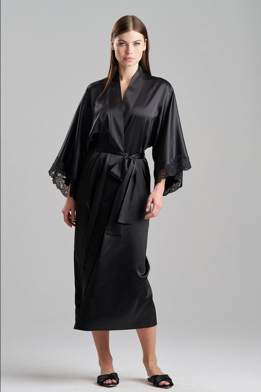 NATORI Peony Glamour Robe - Black