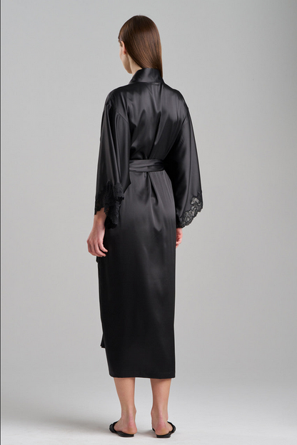 NATORI Peony Glamour Robe - Black