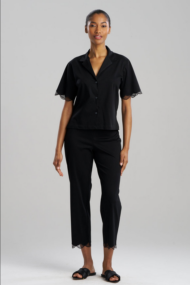 NATORI Bliss Serenity Cotton Short Sleeve PJ - Black