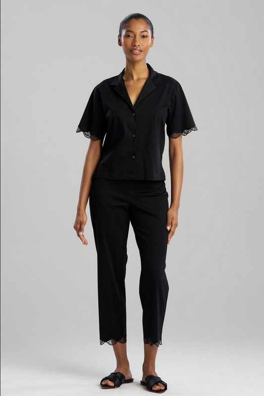 NATORI Bliss Serenity Cotton Short Sleeve PJ - Black