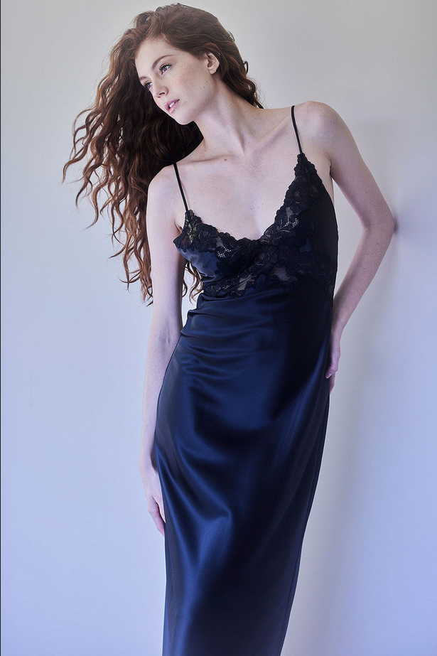 NATORI Peony Glamour Slip Dress - Black