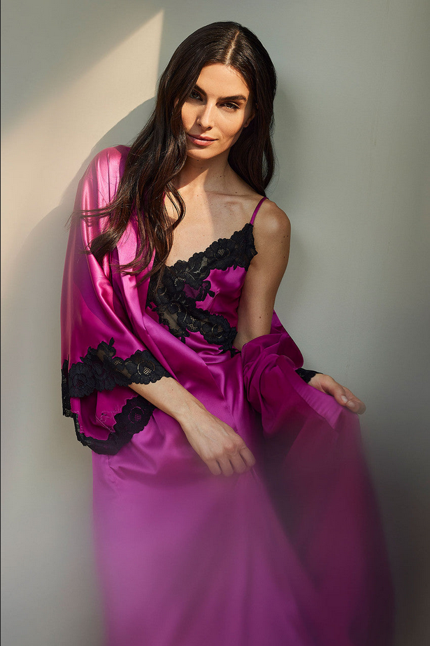 NATORI Peony Glamour Slip Dress - Wild Fuchsia