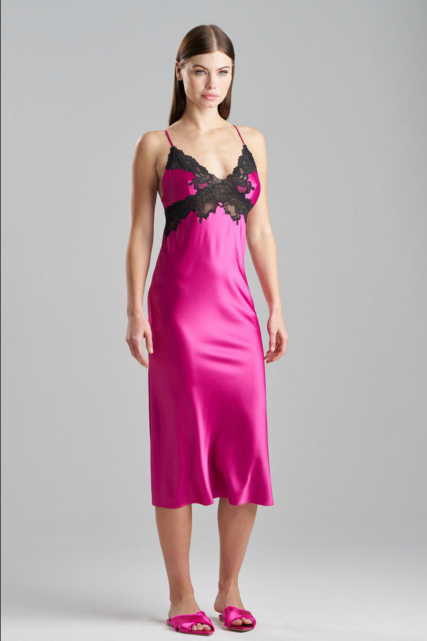 NATORI Peony Glamour Slip Dress - Wild Fuchsia