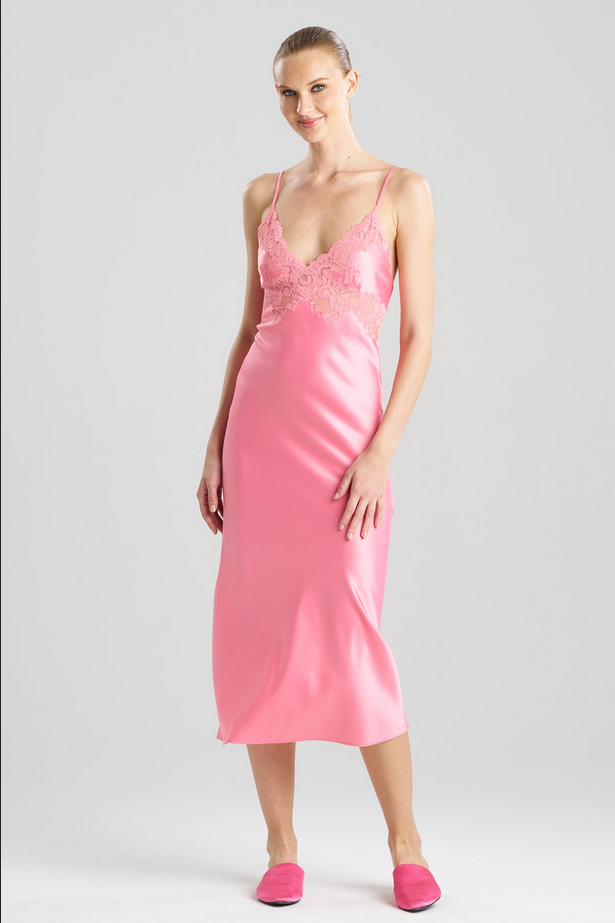 NATORI Peony Glamour Slip Dress - Flamingo