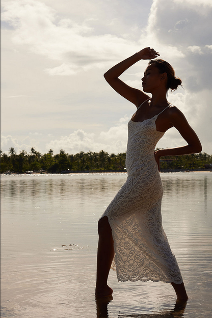 NATORI Bridal Allover Lace Slip Dress