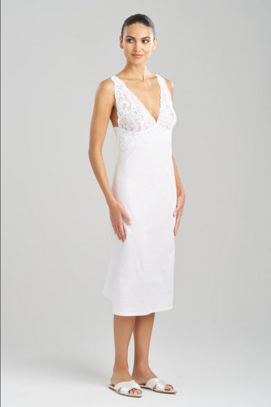 NATORI Bliss Harmony Lace V-Neck Slip Dress