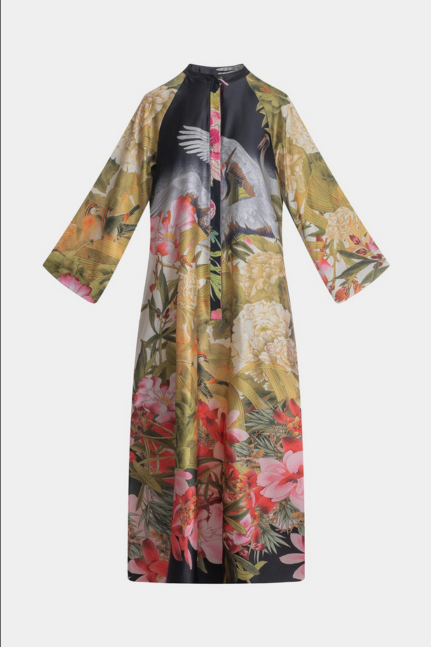 NATORI Crane Zip Caftan