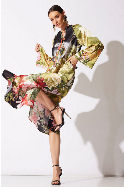 NATORI Crane Zip Caftan