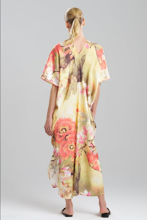 NATORI Floral Garden V-Neck Caftan