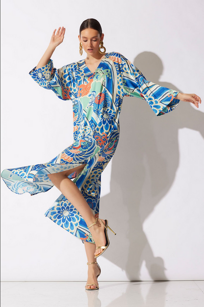 NATORI Medallion V-Neck Caftan