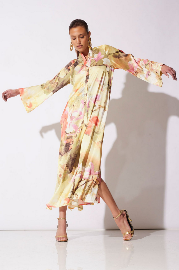 NATORI Floral Garden Zip Caftan