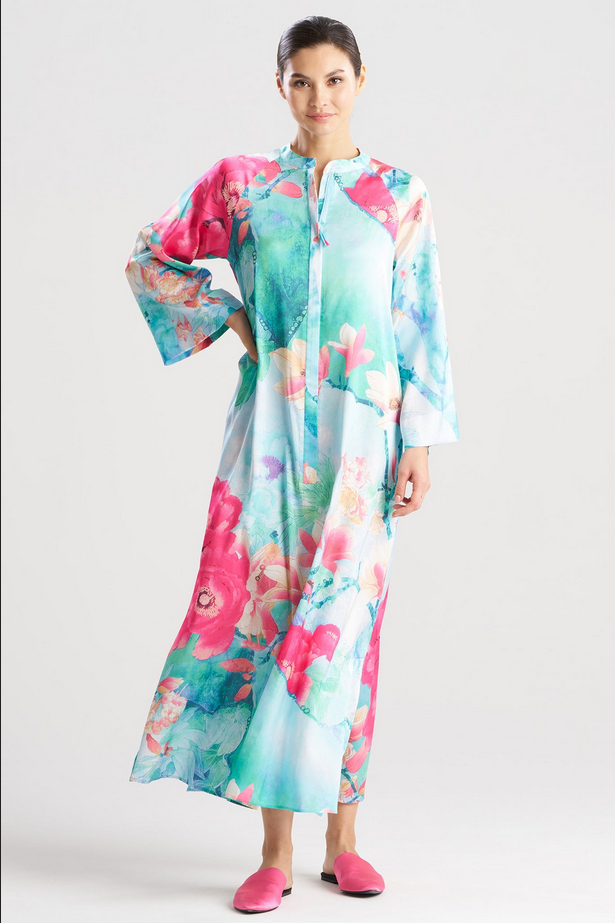 NATORI Floral Garden Zip Caftan