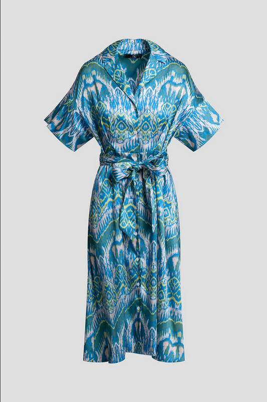 NATORI Tau Ikat Silky Twill Shirtdress