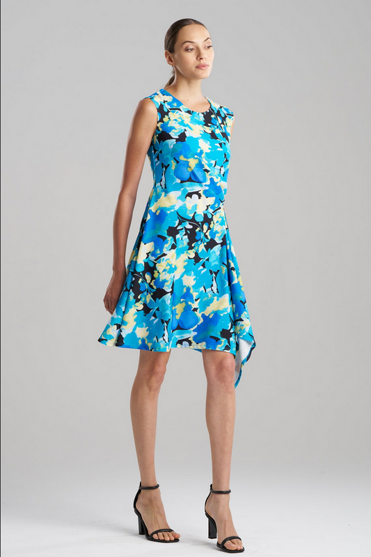NATORI Bright Floral Side Drape Dress