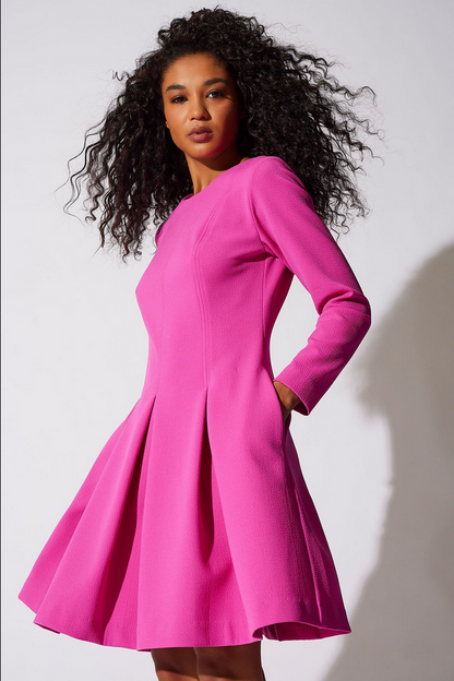 NATORI Scuba Crepe Pleated Dress