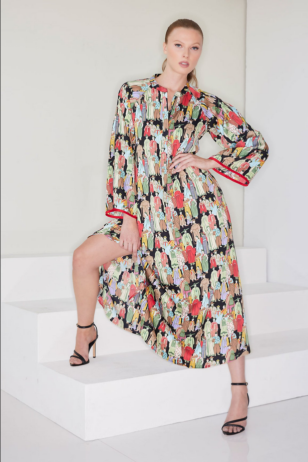 NATORI Dynasty Mandarin Zip Caftan