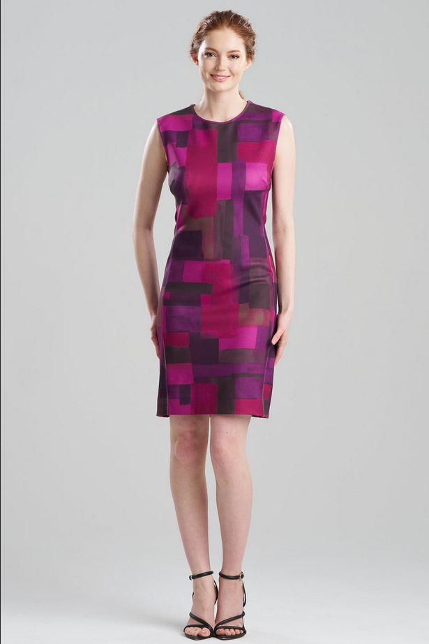 NATORI Color Block Knit Crepe Sheath Dress
