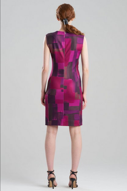 NATORI Color Block Knit Crepe Sheath Dress