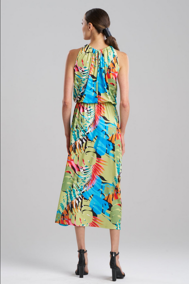 NATORI Palms Slinky Knit Halter Maxi Dress