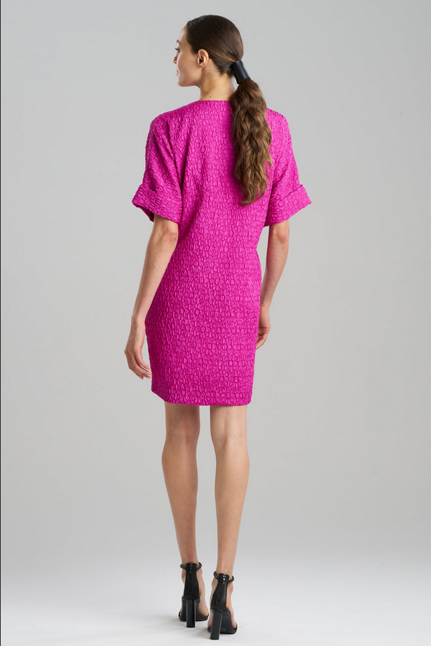 NATORI Floral Crinkle Jacquard T-Shirt Dress