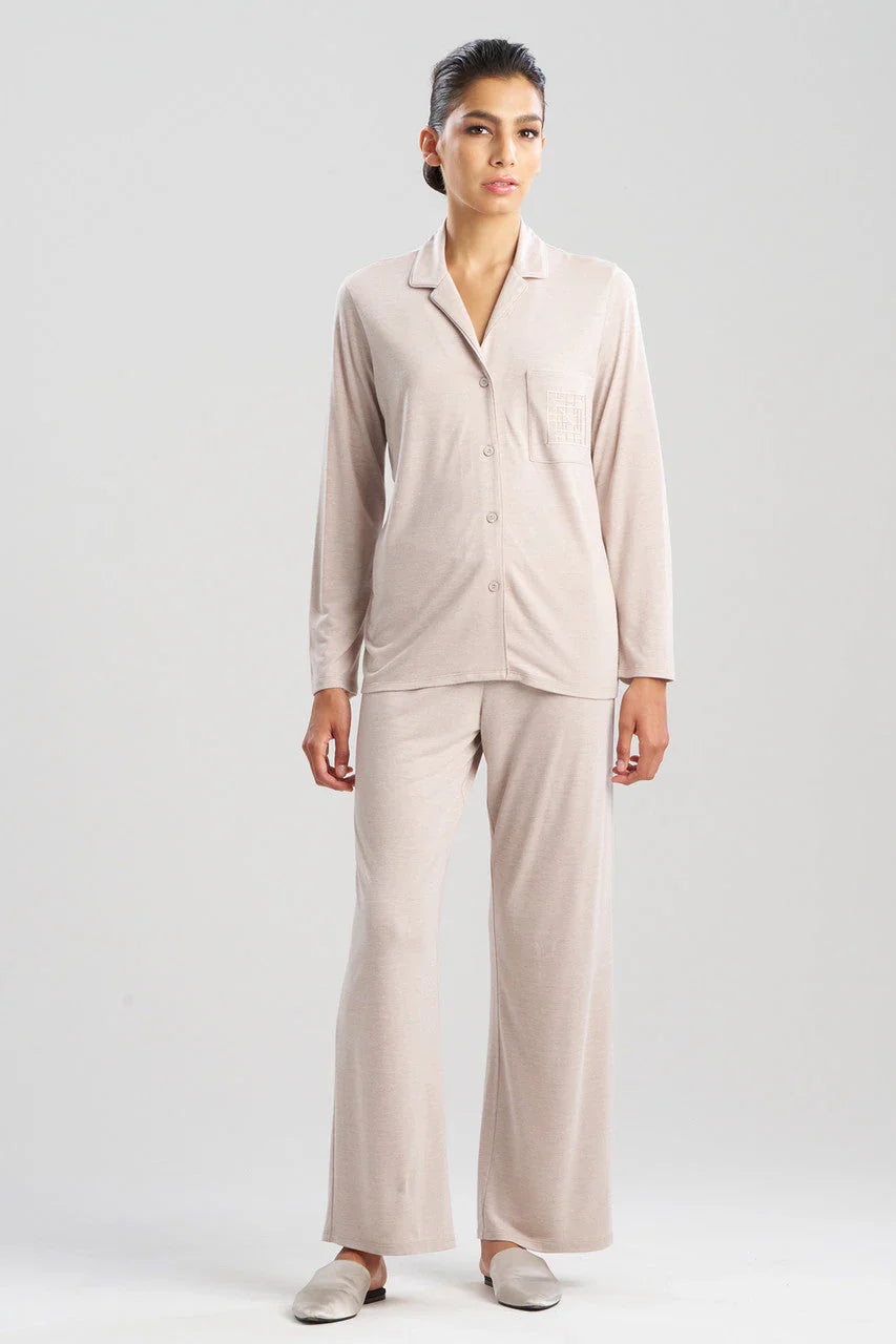 NATORI Shangri-La Embroidered TENCEL Notch PJ