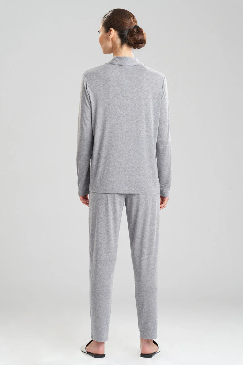 Natori Shangri-La TENCEL Long Sleeve Notch PJ - Heather Grey