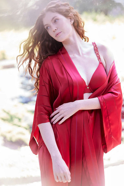 NATORI Sheer Stripe Jacquard Wrap