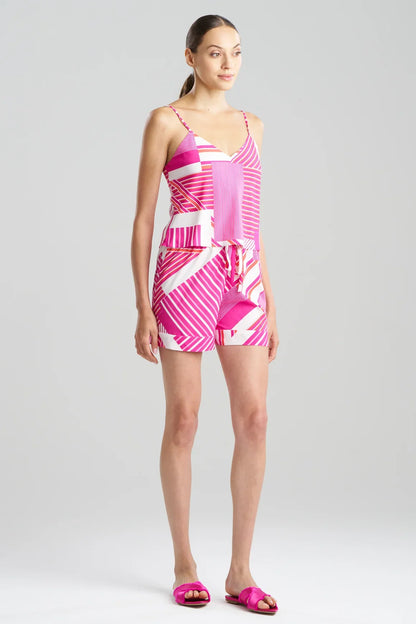 Natori Shima Cami PJ - fuchsia/white