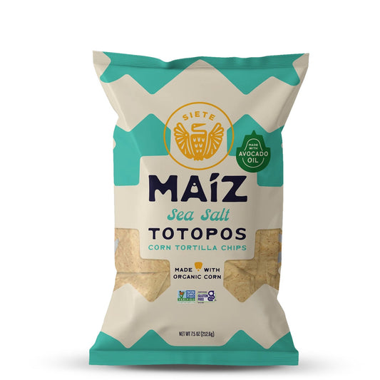 Siete Foods Maíz Sea Salt Totopos Corn Tortilla Chips 7.5oz - 6 Bags