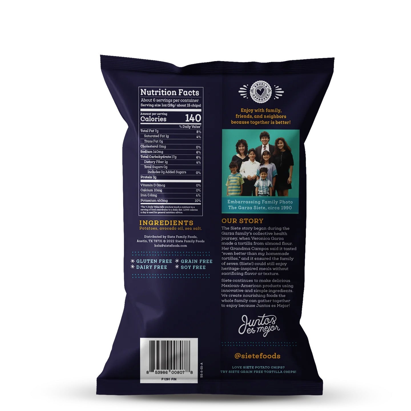 Siete Foods Sea Salt Kettle Cooked Potato Chips - 6 bags