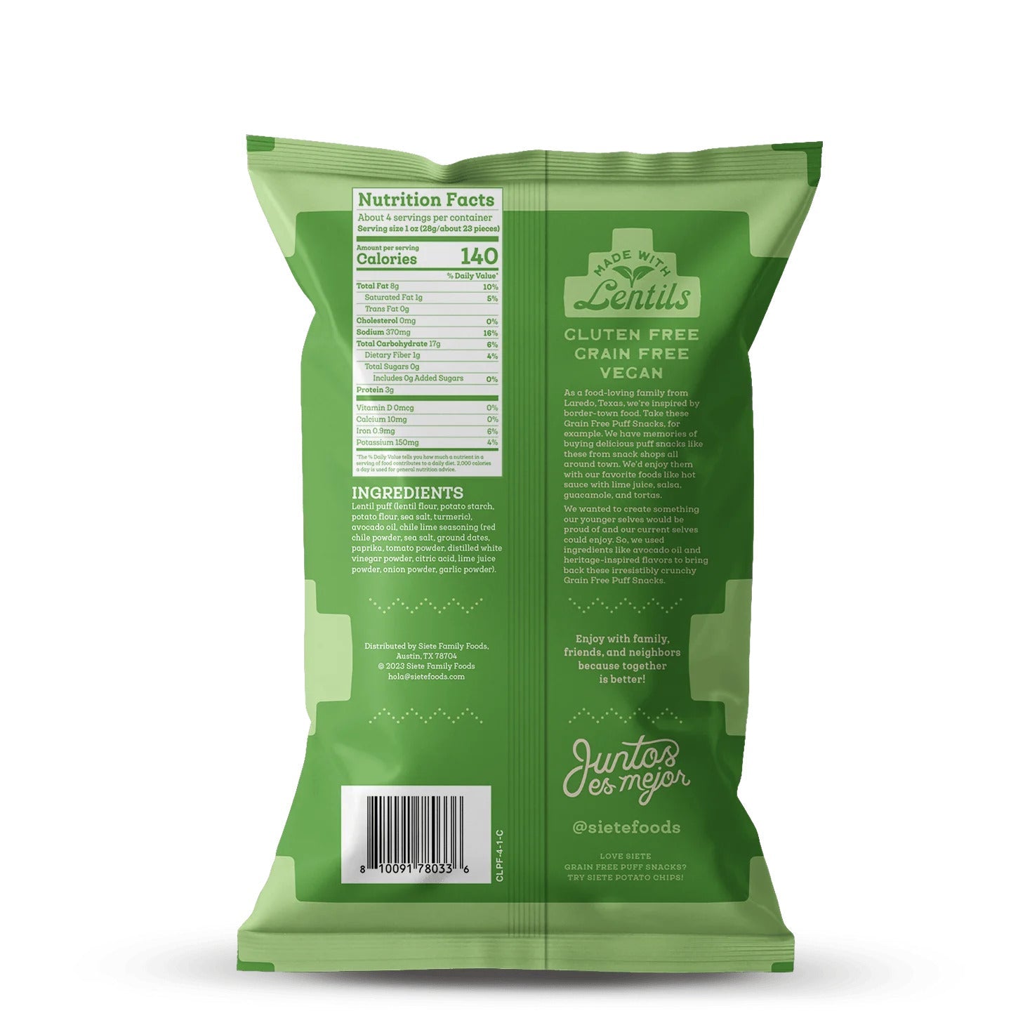 Siete Foods Grain Free Puff Snacks Mix - 3 bags