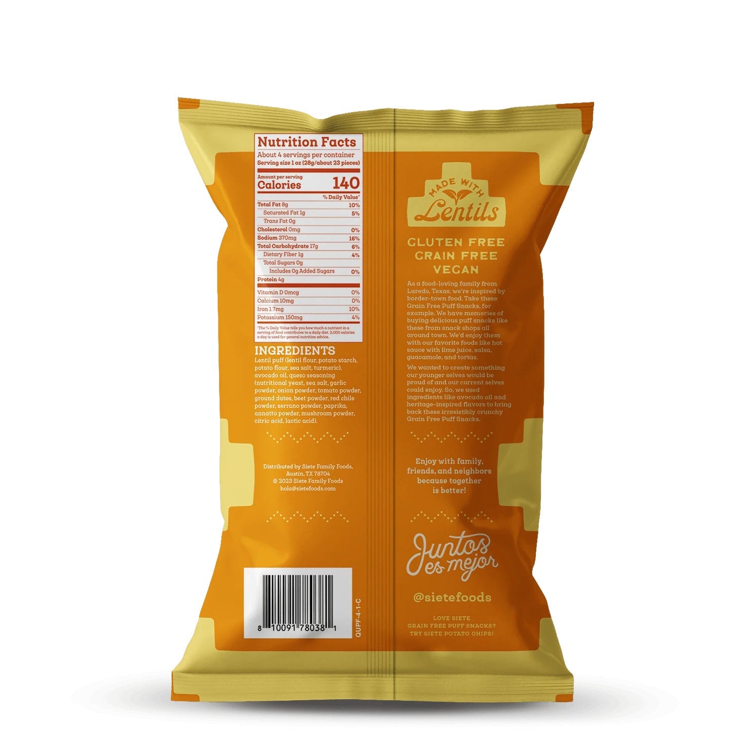 Siete Foods Grain Free Puff Snacks Mix - 3 bags