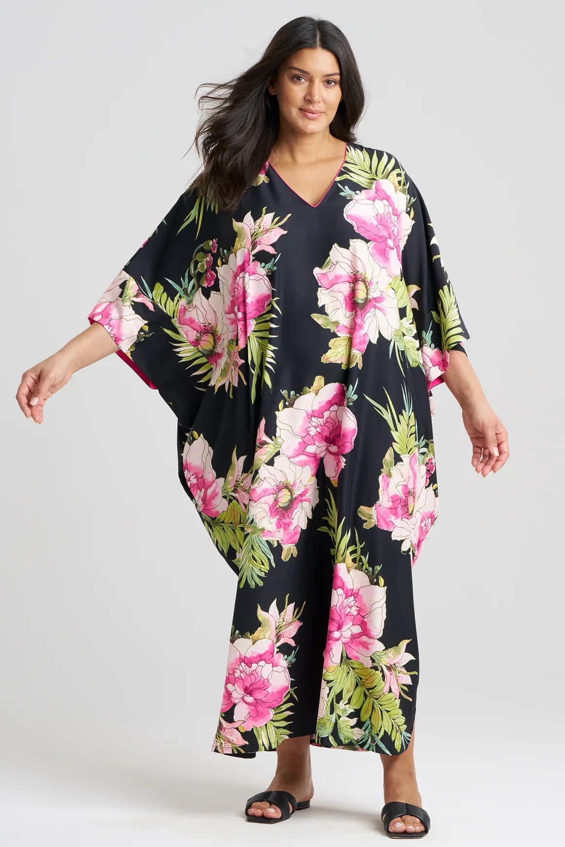 NATORI Sonomi Wedge Caftan - Black Multi