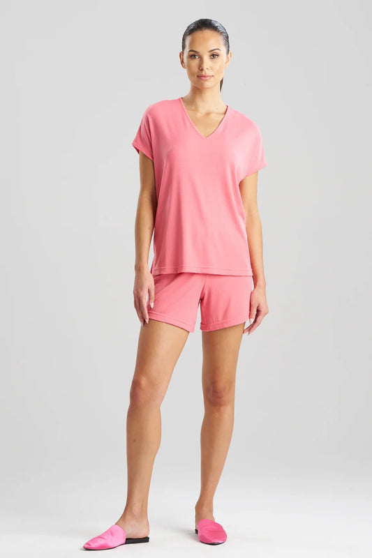 Natori Soothe Rib T-Shirt Short Set - Sunset Rose