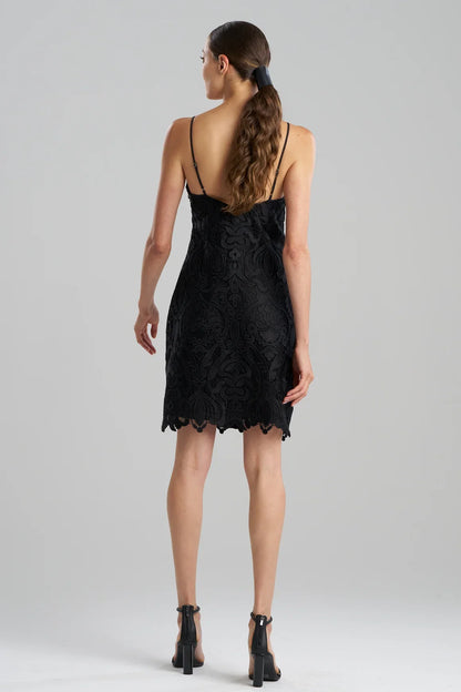 NATORI Suzani Lace Slip Dress - Black