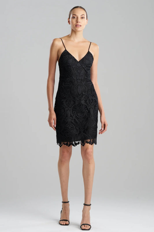 NATORI Suzani Lace Slip Dress - Black