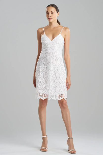 NATORI Suzani Lace Slip Dress - White