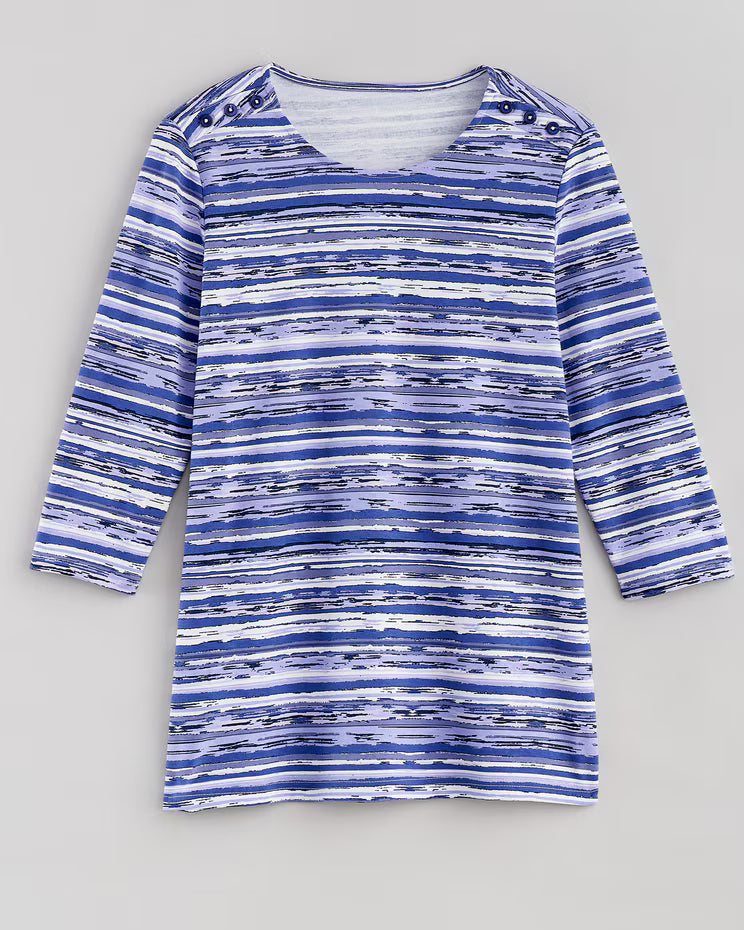 BLAIR Women's Tops Essential Knit Button-Trim Top 3 (Misses) - x3