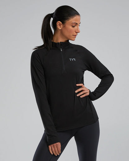 TYR Women's TYR Women's SLS Long Sleeve1⁄4 Zip- Solid