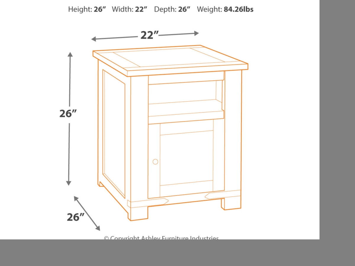 Ashley Furniture Budmore End Table with USB Ports & Outlets