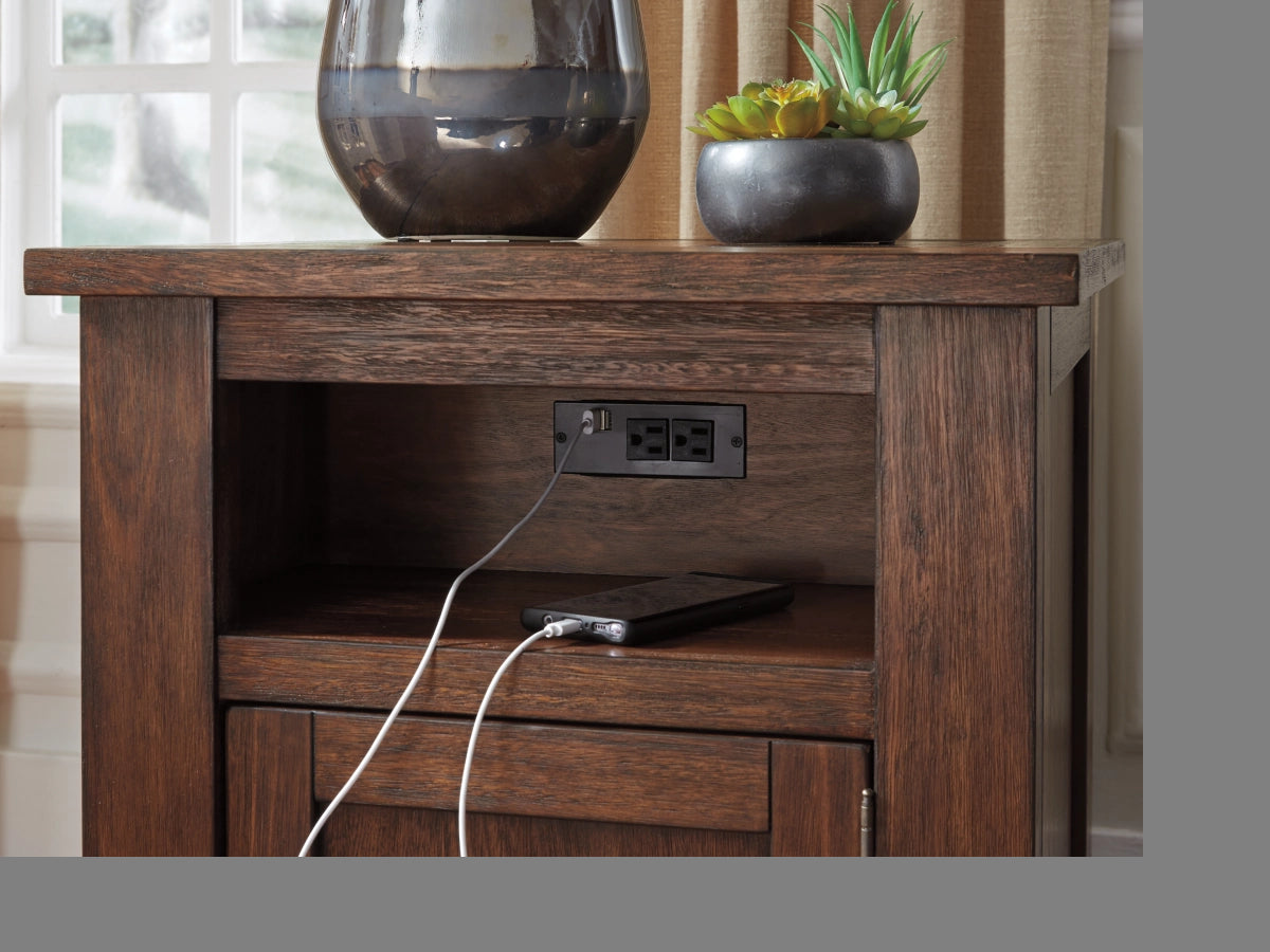 Ashley Furniture Budmore End Table with USB Ports & Outlets