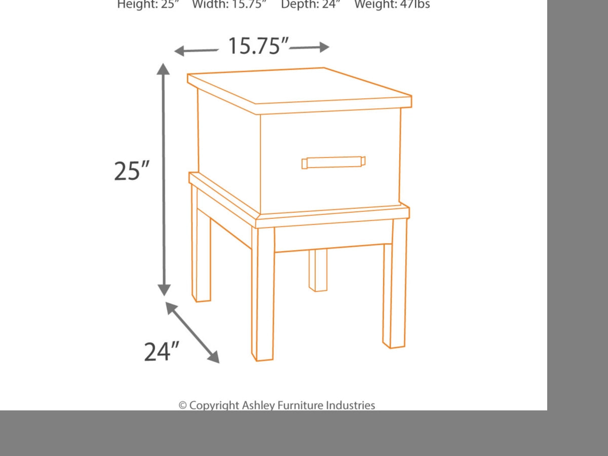 Ashley Furniture Stanah Chairside End Table with USB Ports & Outlets