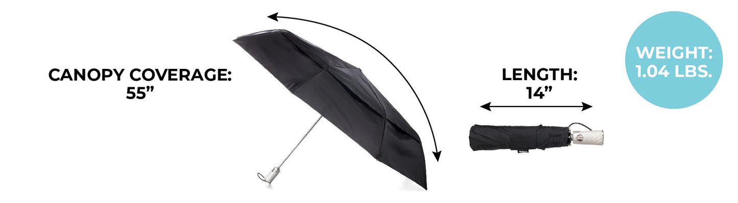 Totes Men's Extra-Large Recycled Vented Canopy Folding Umbrella with Auto Open/Close and Sunguard Technology