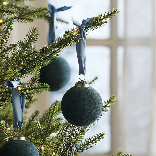 Ballard Designs Flocked Bauble Ornaments Set of 12