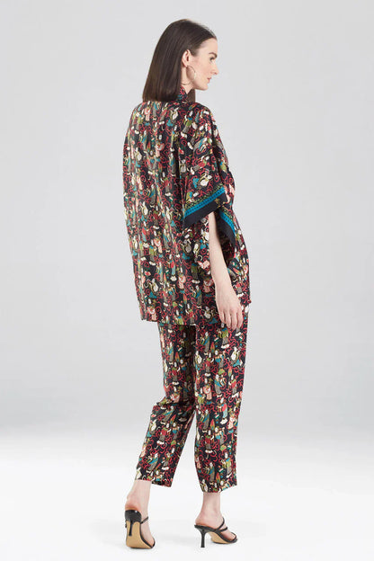Natori Tea Garden Robe - Black Multi