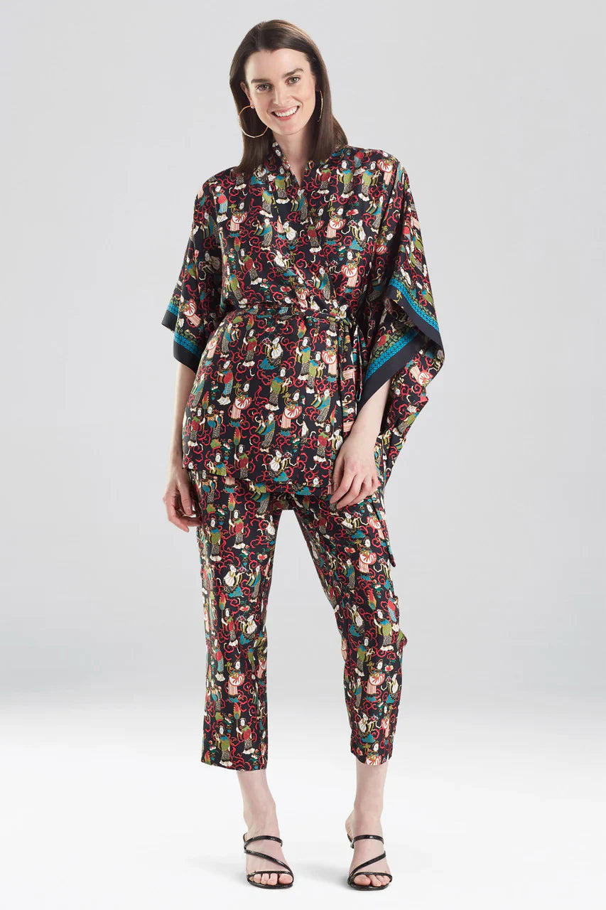 Natori Tea Garden Robe - Black Multi