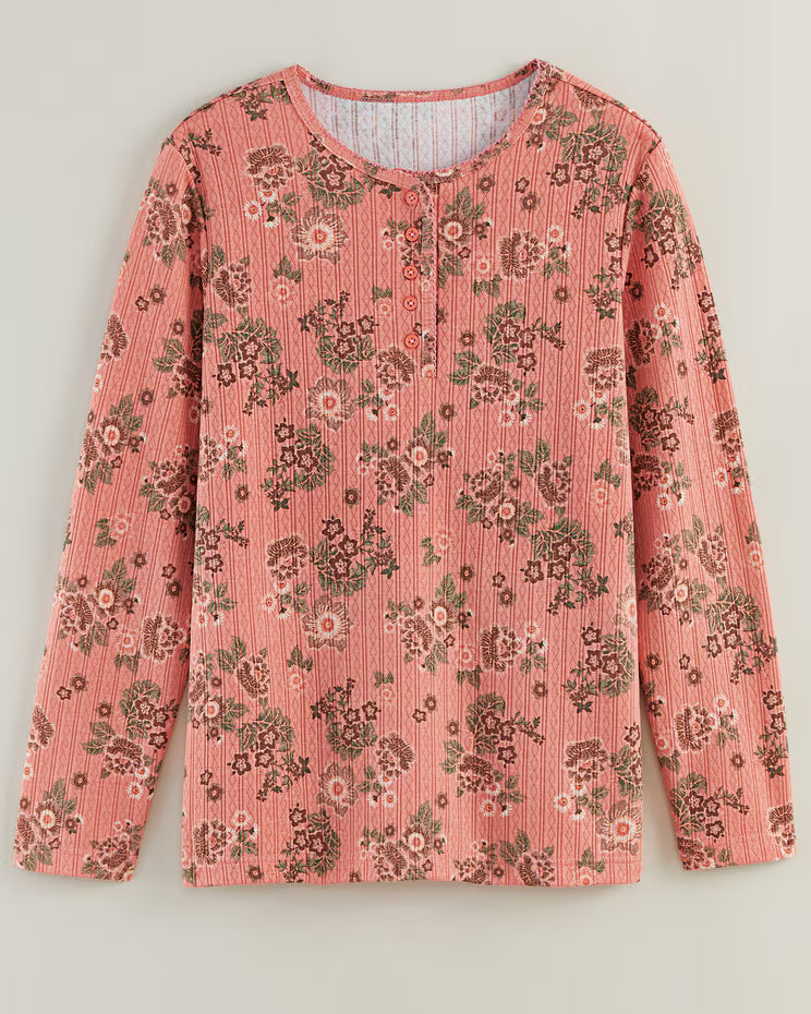 BLAIR Women's Tops Print Long Sleeve Pointelle Henley Top 4 (Women Plus) - x3