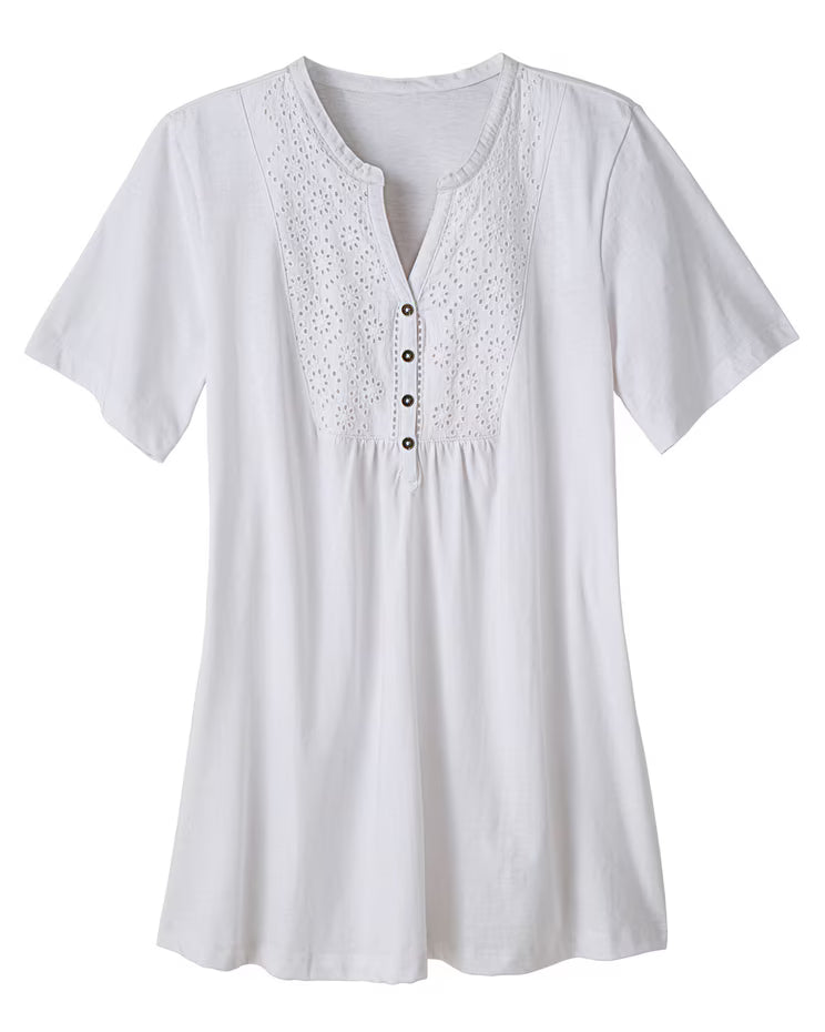 BLAIR Haband Women’s Eyelet Henley Knit Tunic 3 (Petite) - x4